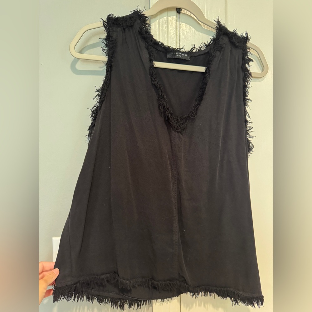 Black Fringed shorts set Maven West size S GUC